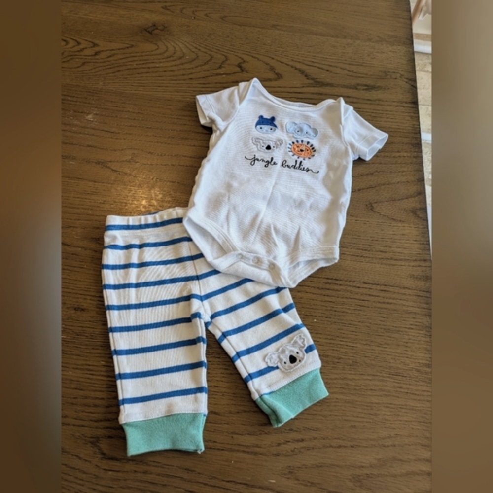Starting Out Blue and White Striped Baby Set, Sz. 3 Months